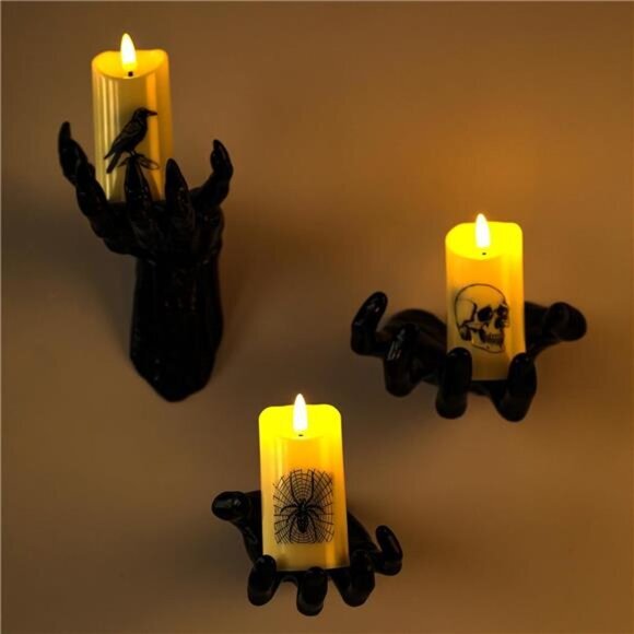 3pcs Creepy Hands Halloween Wall Decor - LED Lights with‎ Remote Control - Picture 3 of 7